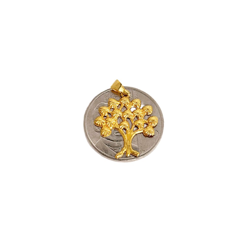 18k Saudi Gold Set Solid Money Tree + Foxtail Chain 18"