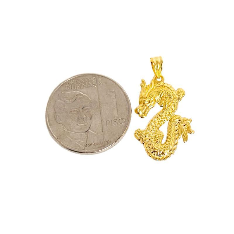 18k Saudi Gold Set Dragon Pendant + Figaru Chain 20”