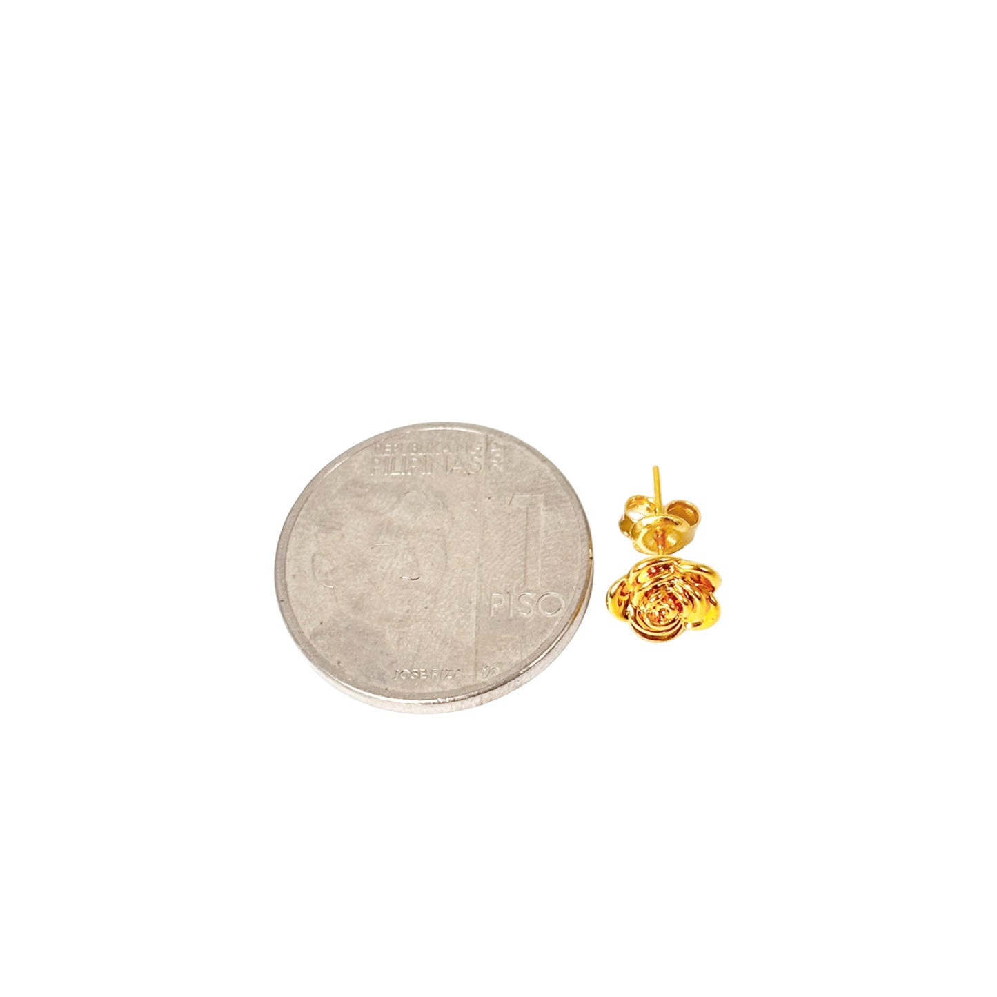 18k Saudi Gold - EF Yellow Gold Rose Stud Earring