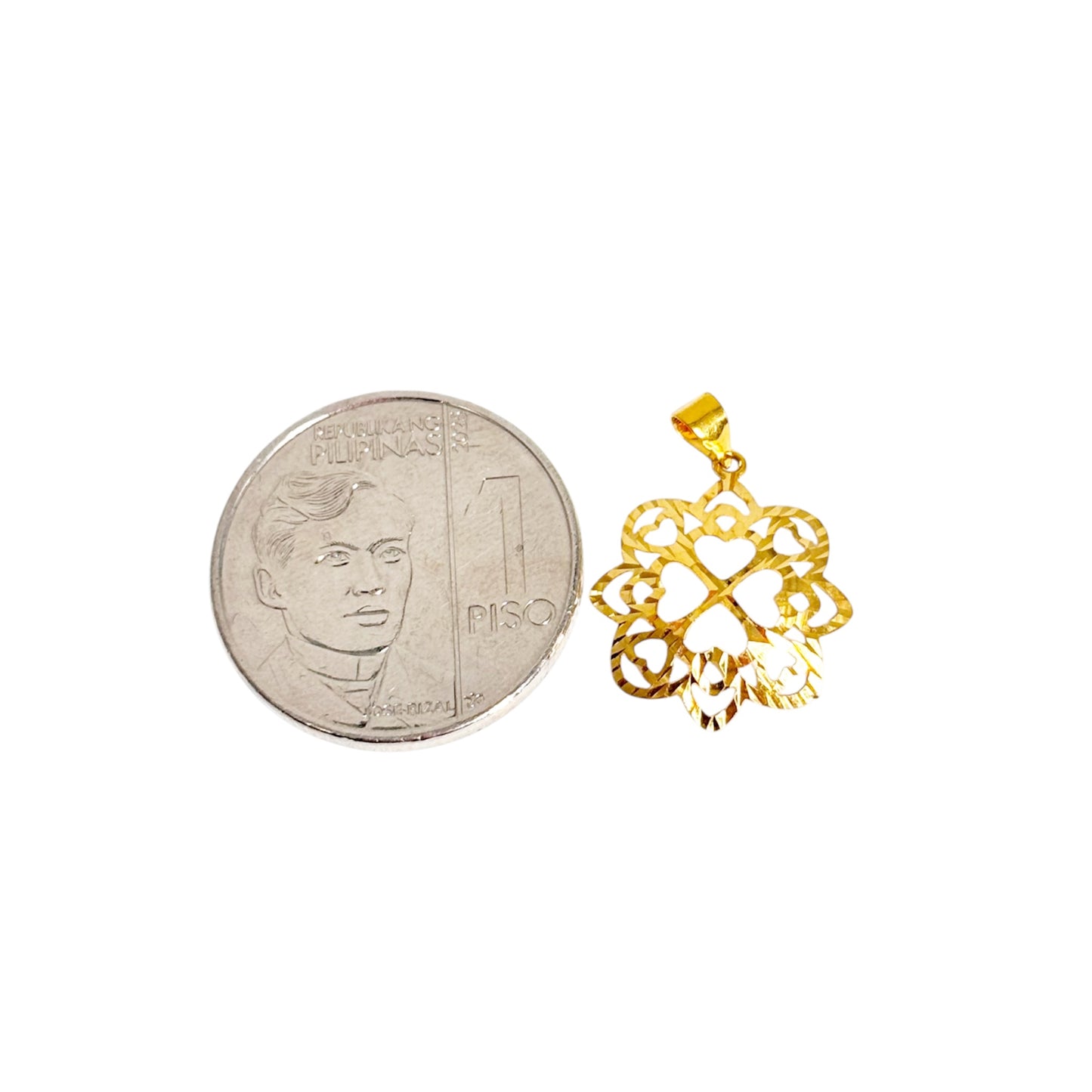 18k Saudi Gold  Splash Multi Heart Pendant .38 grams - SKU-FYT973B5