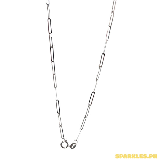 18k Saudi Gold 2x5mm White Gold Paperclip Chain Solid Pawnable