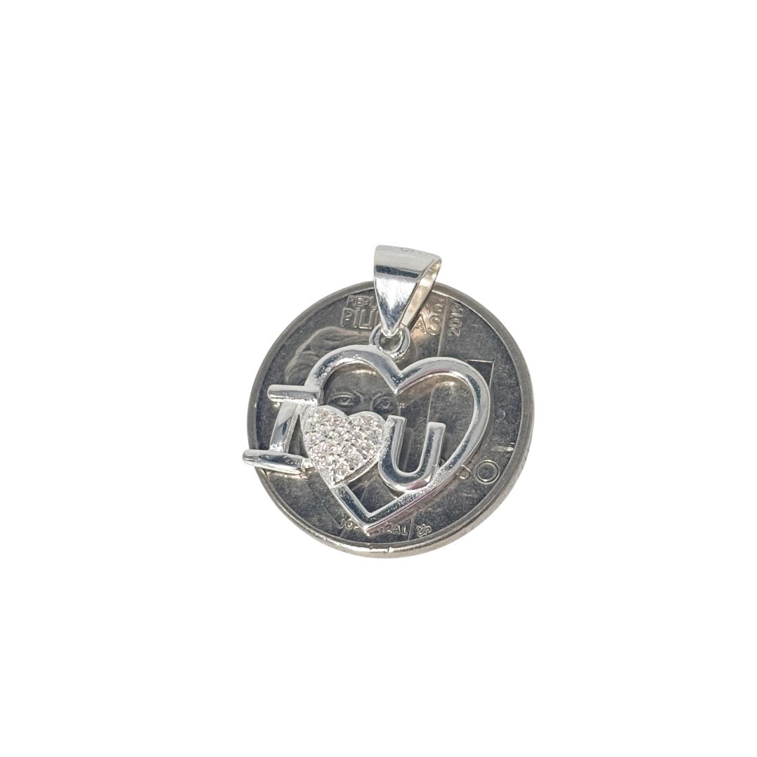 92.5 Sterling Silver - I Love U Pendant