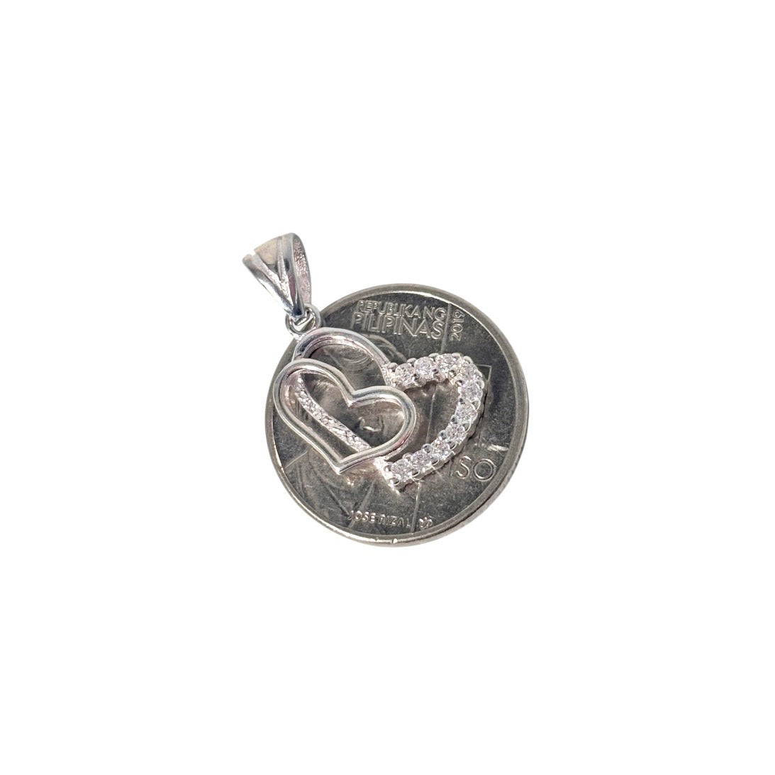 92.5 Sterling Silver - Double Heart Pendant