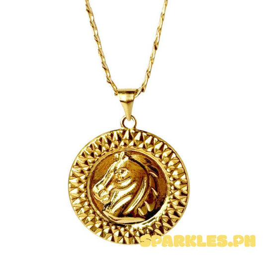 18k Saudi Gold Set Head Horse + Cadena Chain Makapal 18"