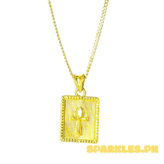 18k Saudi Gold Set Square Cross Hollow + Cadena Chain 20"