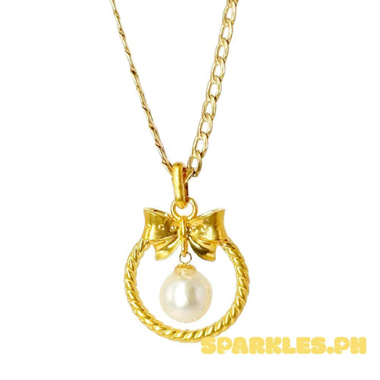 18k Saudi Gold Set Ribbon Pearl HOLLOW  + Makapal Cadena 18"
