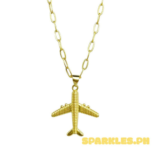 18k Saudi Gold Set Diacut Airplane + Micro Paperclip Makapal 22"