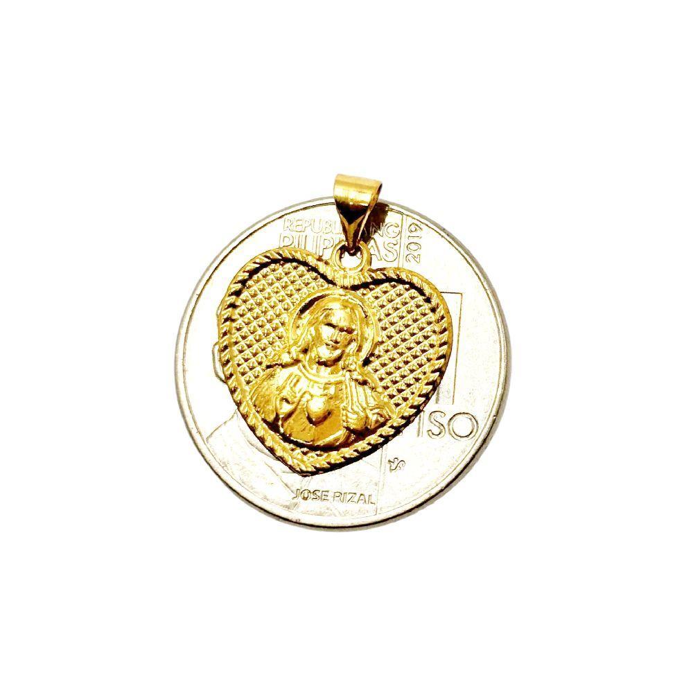 18k Saudi Gold Jesus Heart Pendant - SKU-2VR4E708