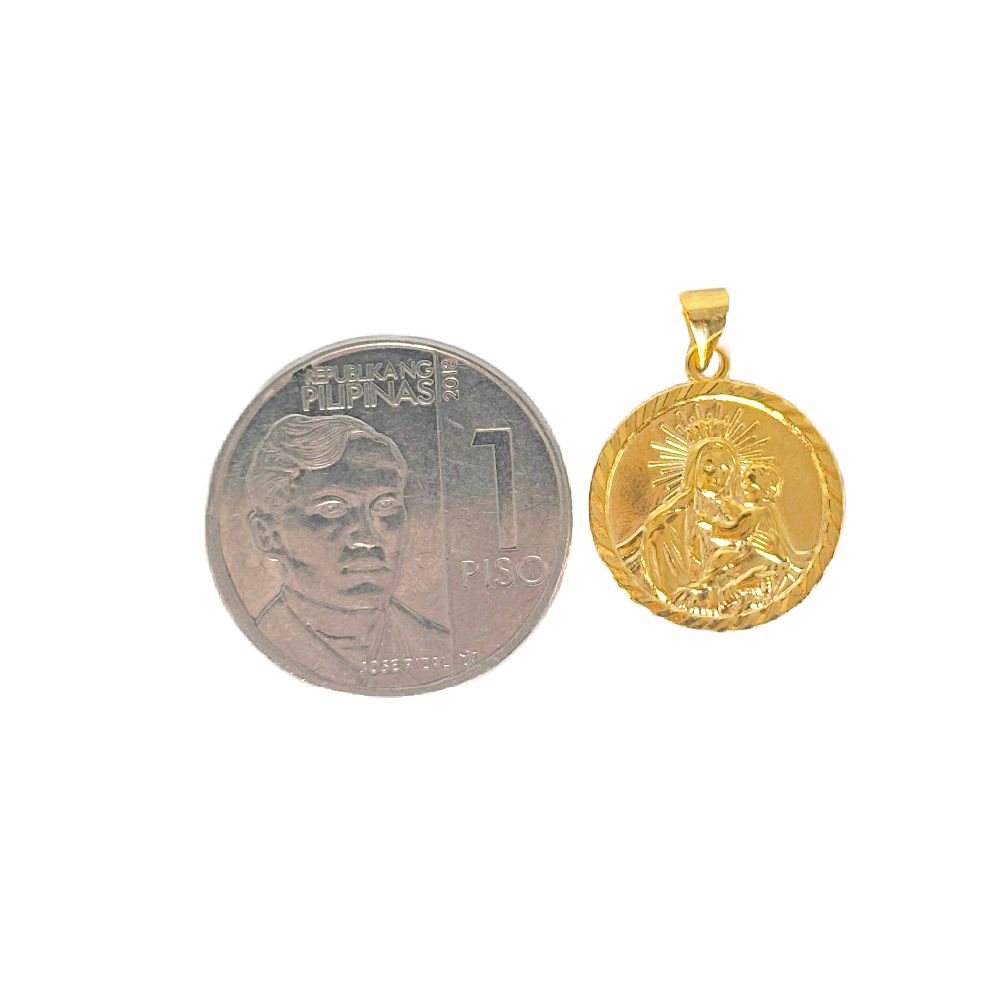 18k Saudi Gold Set 15mm Mother & Child  + Cadena Chain 20"