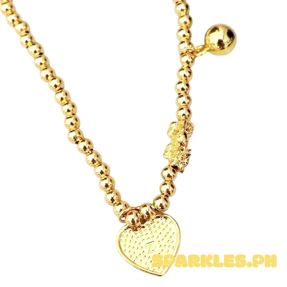 NOT PAWNABLE  - 18k Saudi Gold Bubble Heart Piyao Necklace - SKU-GKEZMTOJ