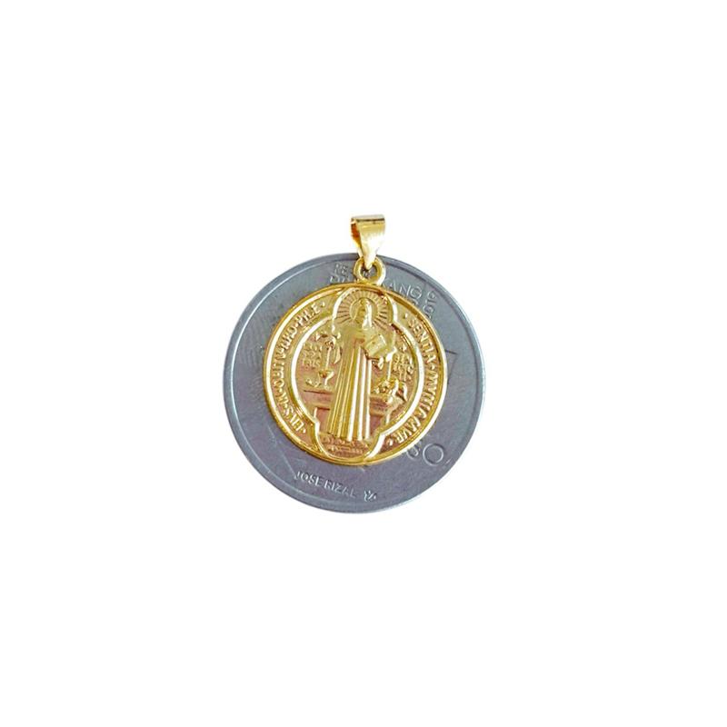 18k Saudi Gold St. Benedict Medallion Pendant - SKU-X8BUFJLC