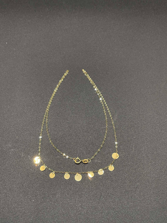 18k Saudi Gold Simple Circle station Necklace Solid Pawnable