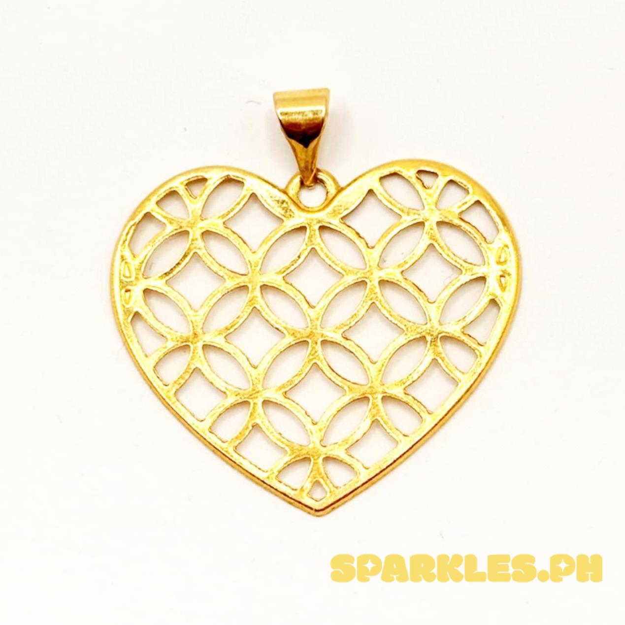 18k Saudi Gold Flat Money Catcher Heart Pendant - SKU-KJY9ZRW5