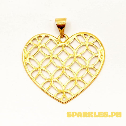 18k Saudi Gold Flat Money Catcher Heart Pendant - SKU-KJY9ZRW5