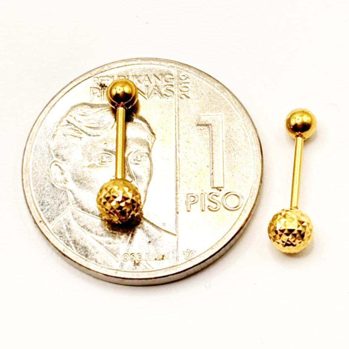 18k Saudi Gold Diacut Ball Deroscas Earring - SKU-6LMFS7MR
