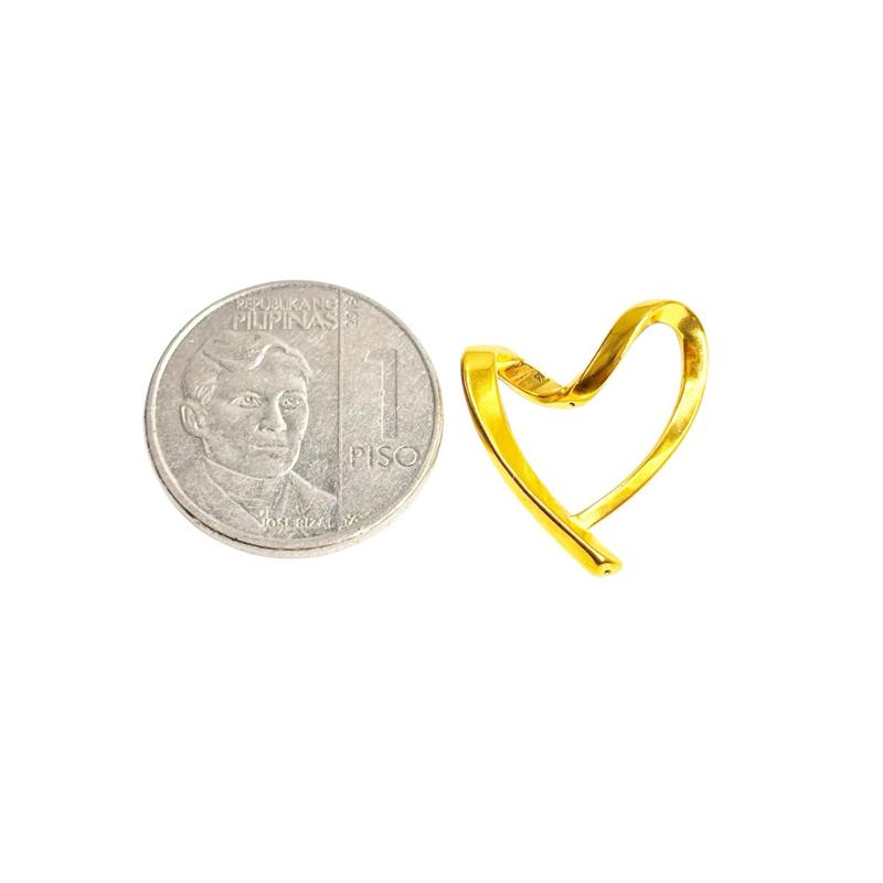 18k Saudi Gold Line Heart Solid Pendant -SKUMR030926PEN1