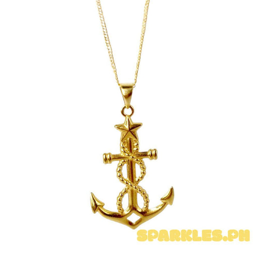 18k Saudi Gold Set Anchor Star + Japan Chain 20"