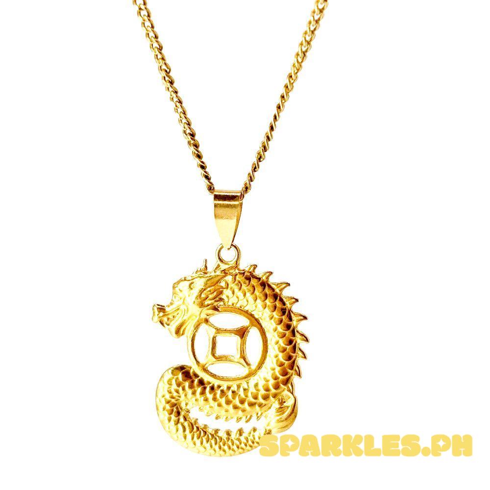 18k Saudi Gold Set Dragon Money Catcher + Caden Chain 22"