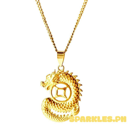 18k Saudi Gold Set Dragon Money Catcher + Caden Chain 22"