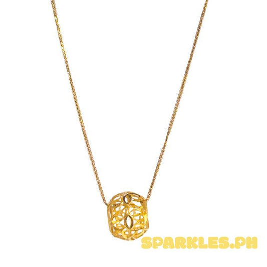 18k Saudi Gold Foxtail Chain 18" + 18k Saudi Gold Money Catcher Ball Pendant
