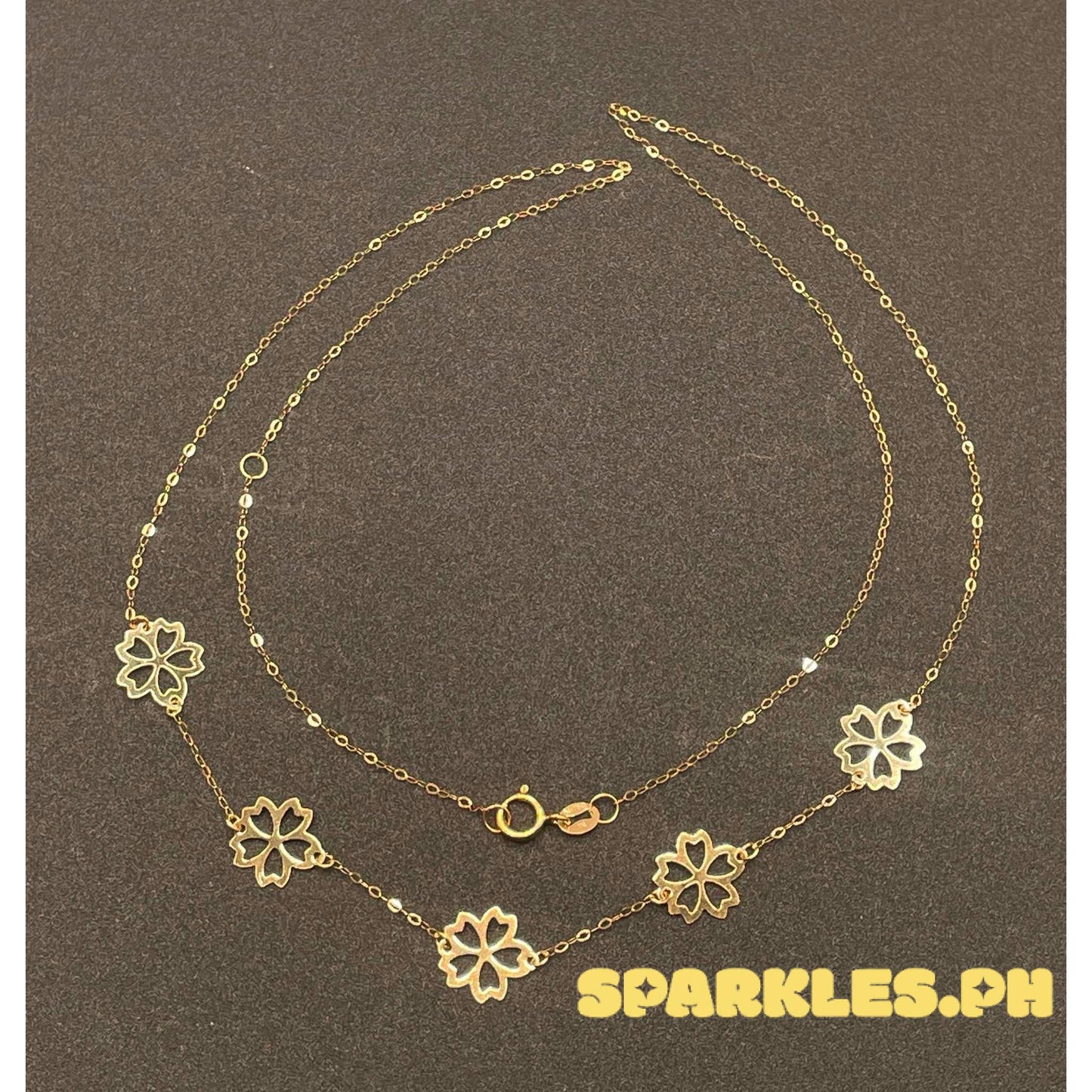 18k Saudi Gold Snowflakes Necklace Solid Pawnable - SKU-20TG4075