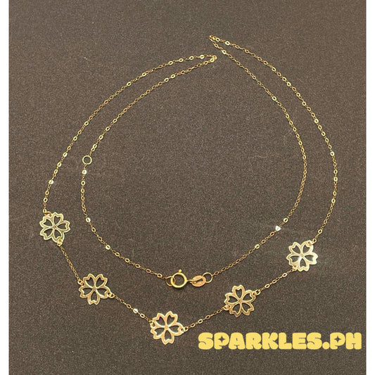 18k Saudi Gold Snowflakes Necklace Solid Pawnable - SKU-20TG4075
