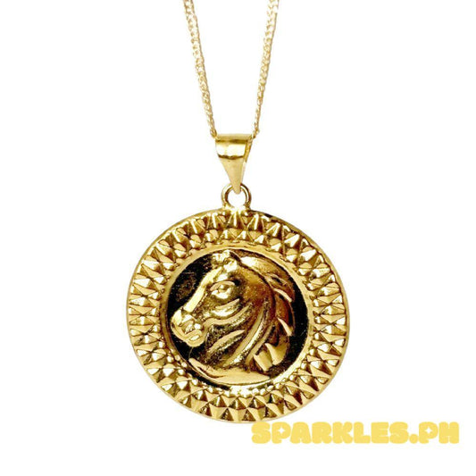 18k Saudi Gold Set Head Horse + Japan Chain 20"