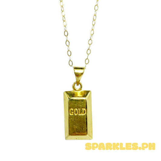 18k Saudi Gold Set Gold Bar Pendant + Tauco Chain lv1