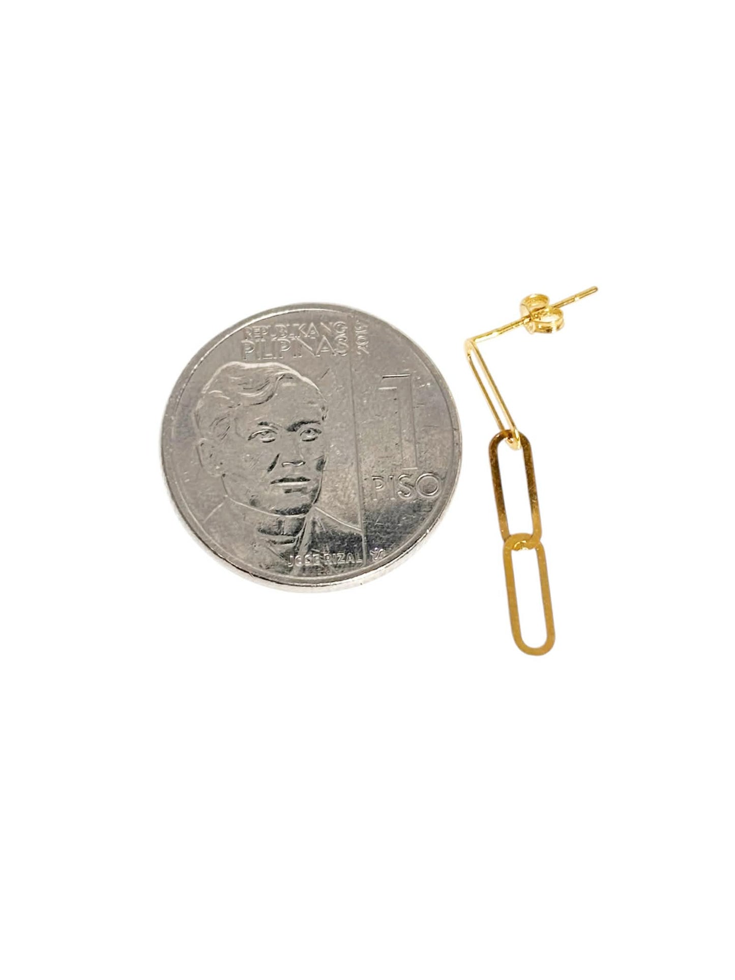 18k Saudi Gold Paperclip Stud Earring - SKUMA3026EAR