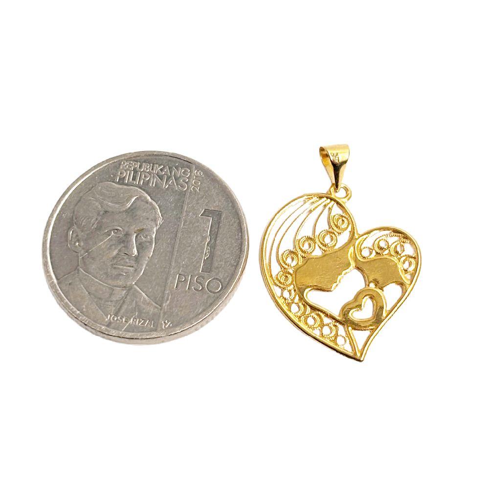 18k Saudi Gold Love Mary & Child Pendant - SKU-CXRVP9QM