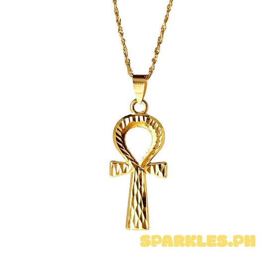 18k Saudi Gold Cross Key + Rope Chain 20"