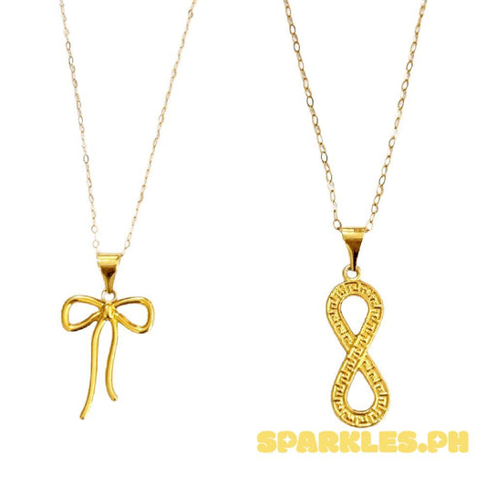 18k Saudi Gold Combo Sets Ribbon Style Open Back + Tauco Chain lv1 & F Style Infinity+ Tauco Chain lv1