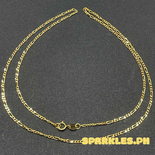 18k Saudi Gold Figaru Chain Makapal Solid Pawnable 18'