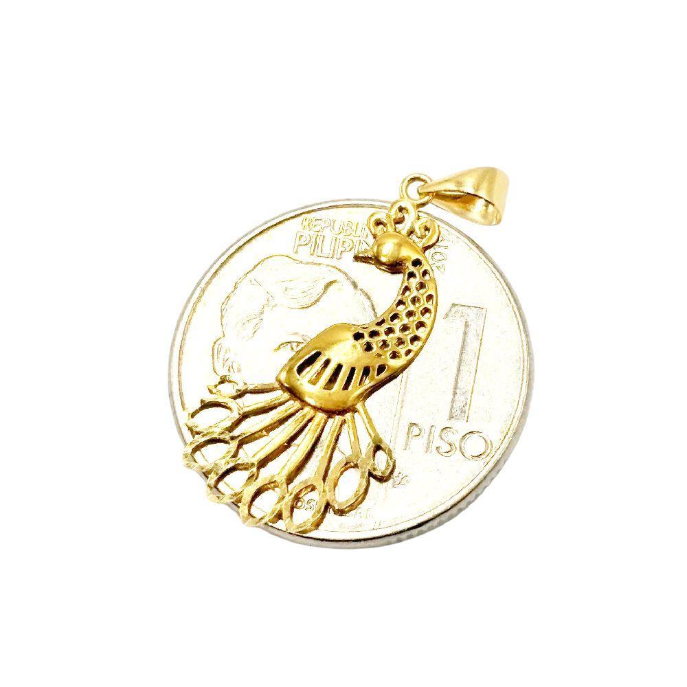 18k Saudi Gold Peacock Pendant - SKU-NK1V9ETJ