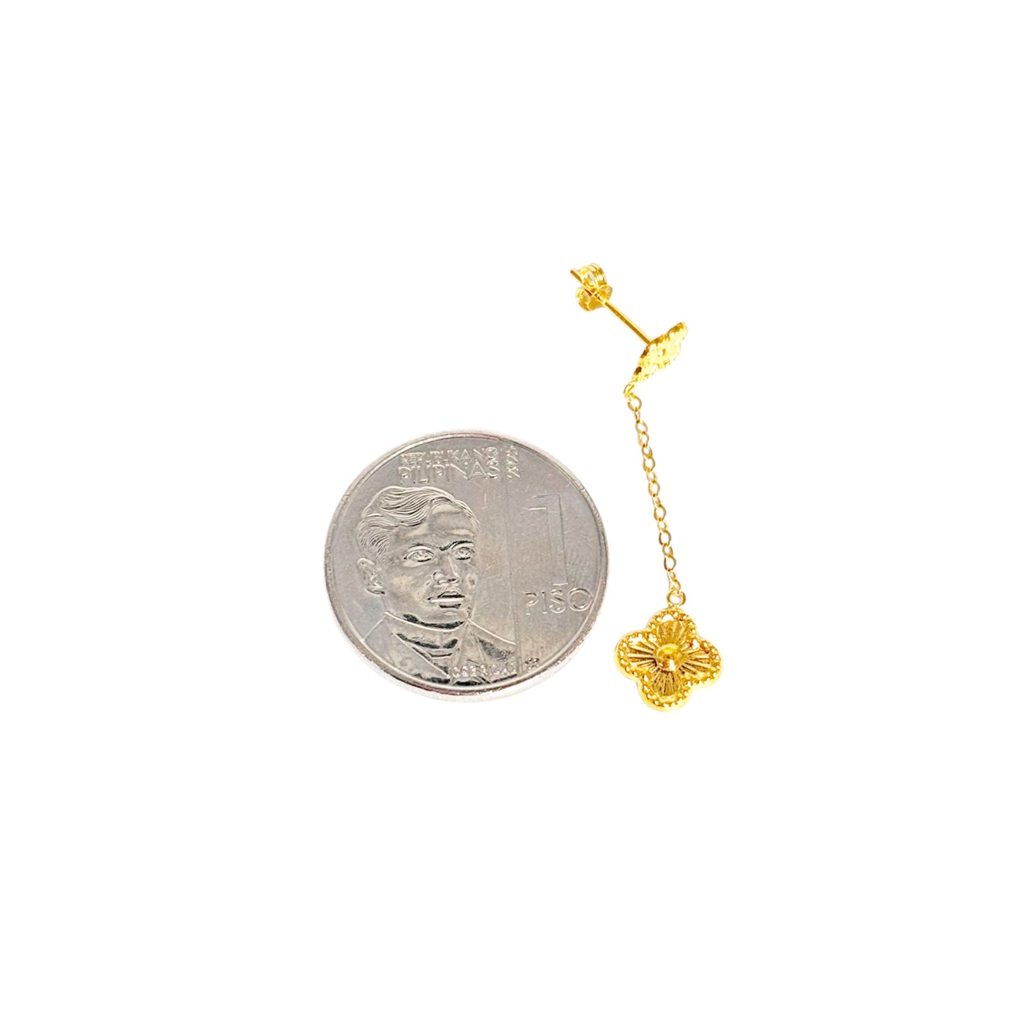 18k Saudi Gold Twin Dazzling Flower Tictac Earring - SKU-SCG2NT6Q