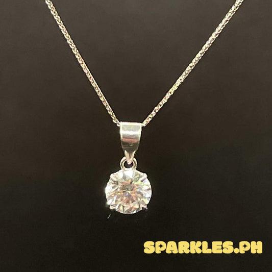 18k White Gold SET FOxtail + Moissanite Pendant Solid Pawnable
