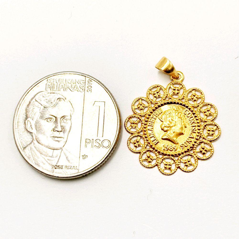 18k Saudi Gold Flower Elizabeth Pendant - SKU-Z5IKJ08V