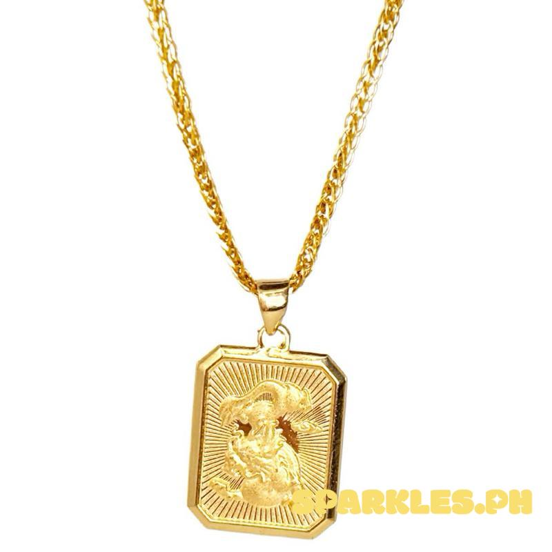 18k Saudi Gold Set Dragon Tag + Foxtail Makapal Chain 20”