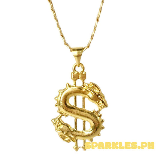 18k Saudi Gold Set Dollar Pendant + Cadena Chain Makapal 18"