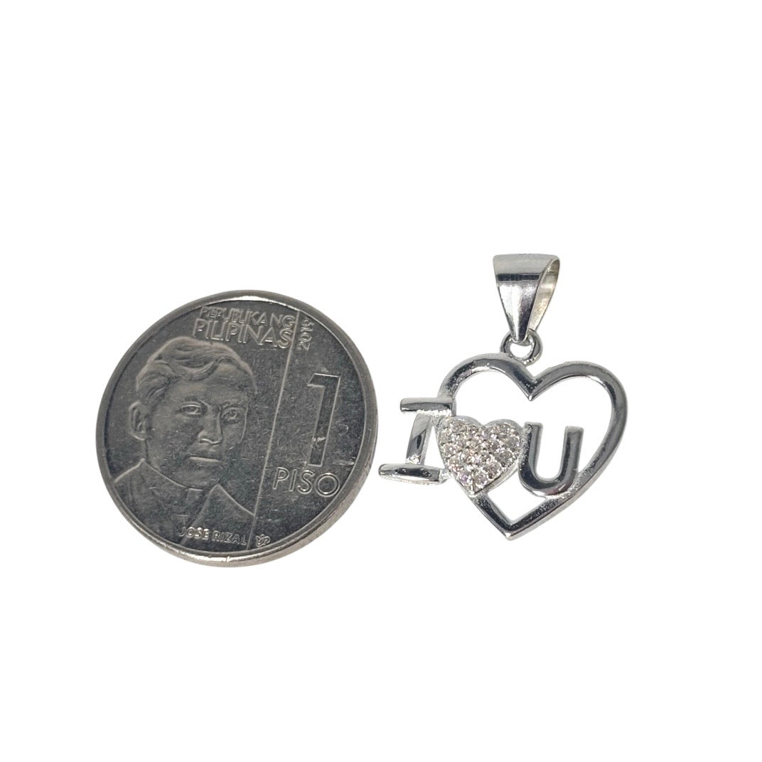 92.5 Sterling Silver - I Love U Pendant