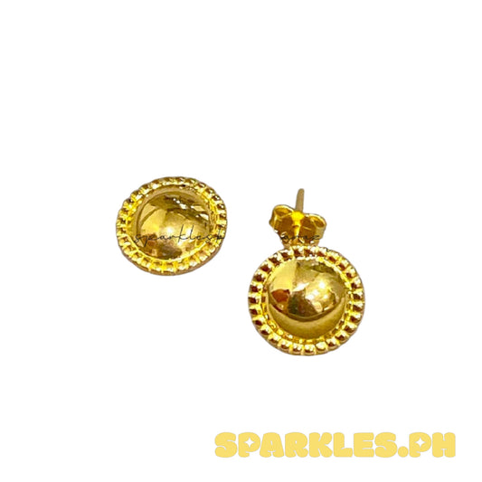 18k Saudi Gold Tone Round Clip Earring