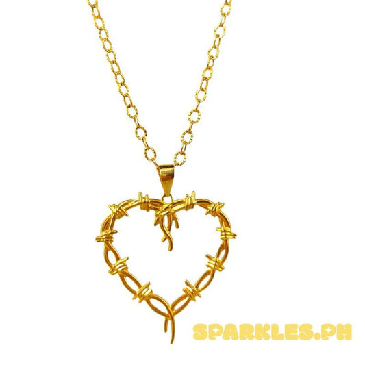 18k Saudi Gold Set Wire Heart + Diacut Circle Chain 18”
