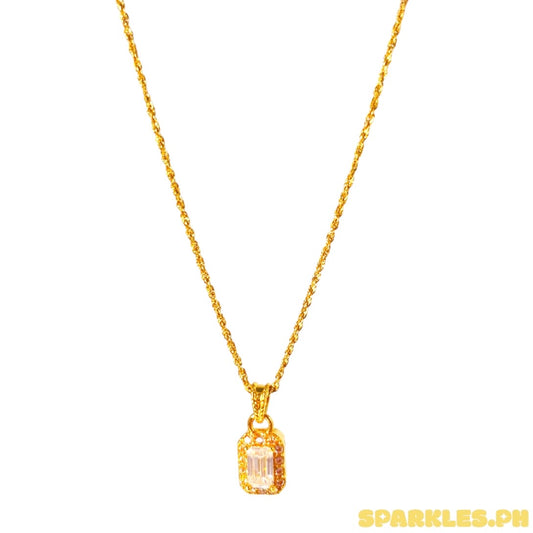 18k Saudi Gold Rope Chain 18" +  AMPAW/HOLLOW 18k Saudi Gold Luxe Moissanite Pendant
