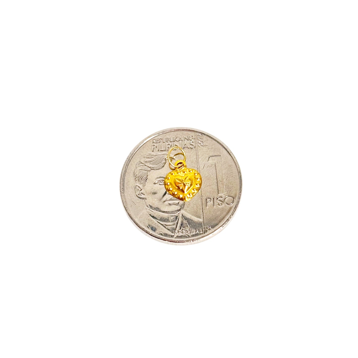 18k Saudi Gold Carved Heartty Open Back Pendantt .11 grams - SKU-85DT1JE2