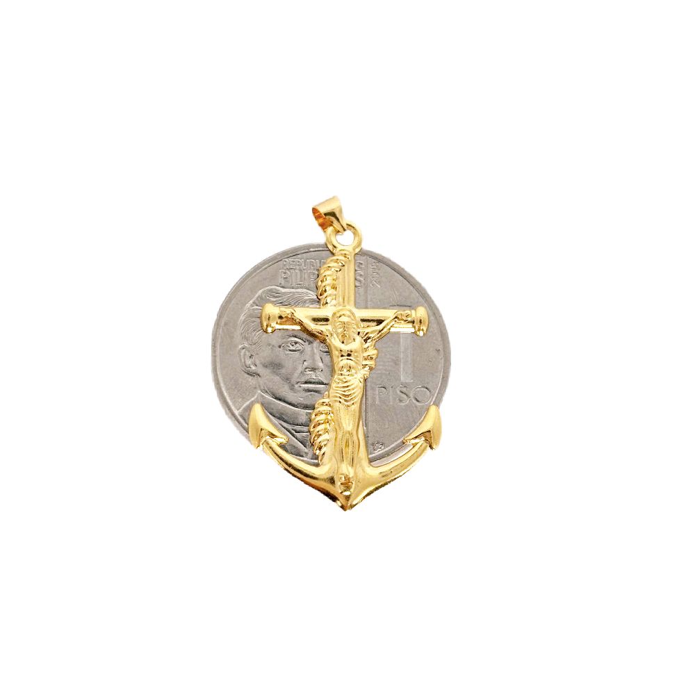 18k Saudi Gold Jesus Anchor Pendant - SKU-9ARYXBO5