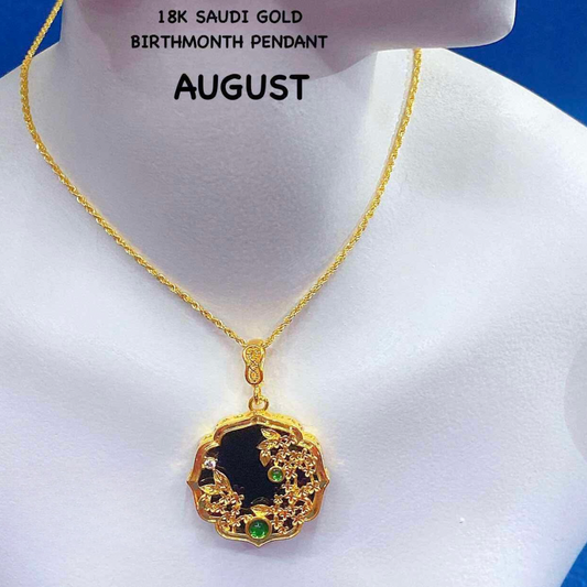August Birthmonth Pendant 18k Saudi Gold