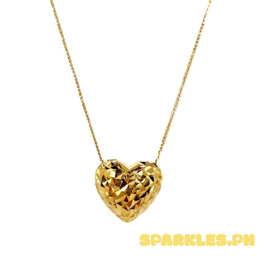 18k Saudi Gold Set Ivana Diacut Heart + Foxtail Chain 18"