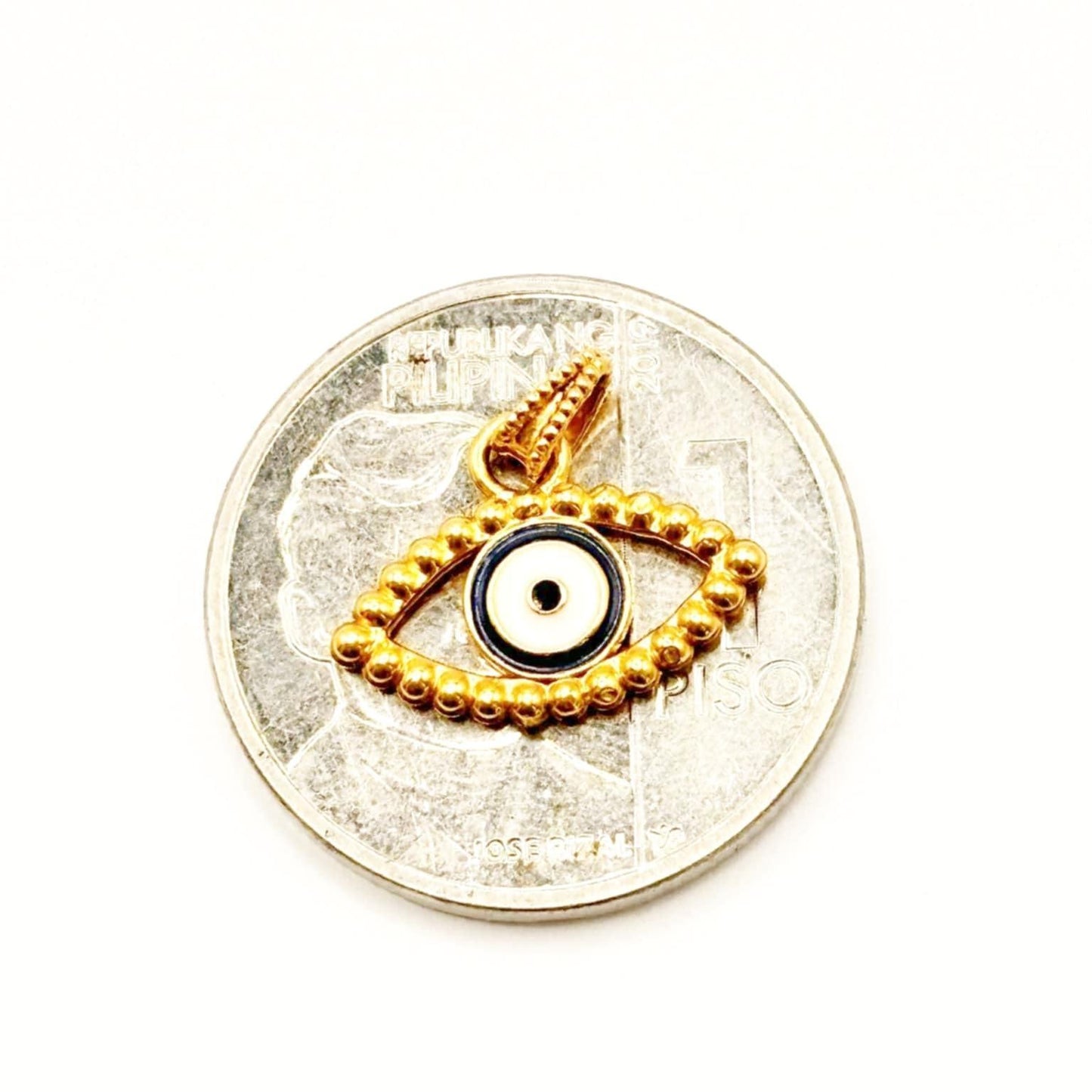 18k Saudi Gold Blue Evil Eye Pendant Ampaw Lightweight - SKU-13WZ747O