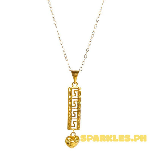 18k Saudi Gold Set F Bar Heart + Tauco Chain lv1
