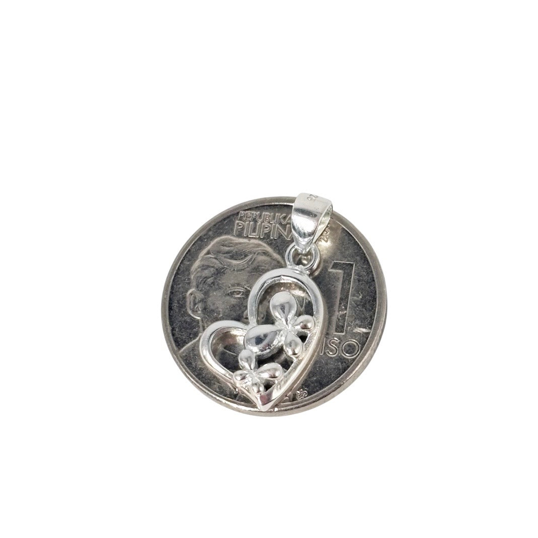 92.5 Sterling Silver - Butterfly Heart Pendant